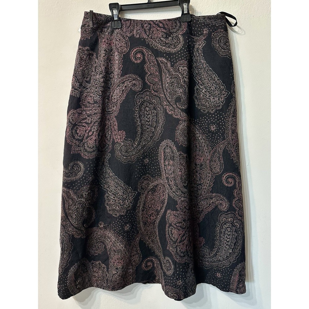 Vintage Talbots Silk Wool Paisley Midi Skirt Size 8 Dark Academia Boho Classic